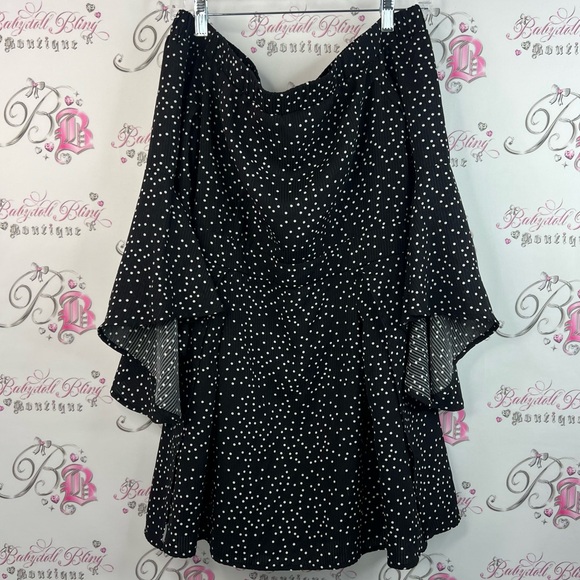 Showpo. Dresses & Skirts - Showpo dress bell bottom sleeve dots Black and White Polka Dot Long Sleeve Dress